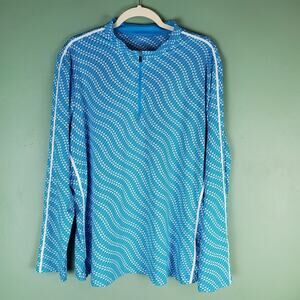 Tail White Label Blue Quarter Zip Golf Tennis Long Sleeve Pullover Top Size 2X